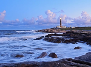 Uruguay, Rocha Department, Cabo Polonio, Lighthouse at nightfall Uruguay, Rocha Department, Cabo Polonio, Lighthouse at nightfall