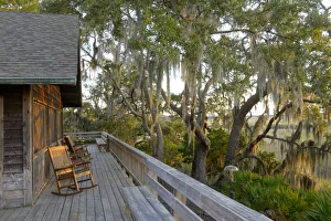 USA, Georgia, Little St. Simons Island, the lodge on the island at sunset USA, Georgia, Little St. Simons Island, the lodge on the island at sunset