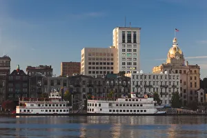USA, Georgia, Savannah, skyline along the Savannah River USA, Georgia, Savannah, skyline along the Savannah River