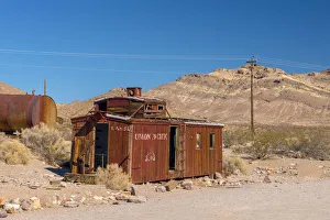 USA, Nevada, Rhyolite ghost town, former train station on Las Vegas and Tonopah Railroad USA, Nevada, Rhyolite ghost town, former train station on Las Vegas and Tonopah Railroad