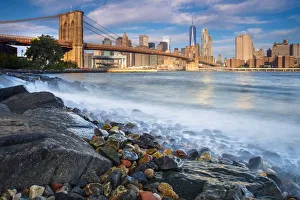 USA, New York, Manhattan and Brooklyn Bridge across East River, from Dumbo, Brooklyn USA, New York, Manhattan and Brooklyn Bridge across East River, from Dumbo, Brooklyn