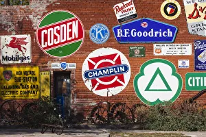USA, Oklahoma, Erick, wall of advertising signs USA, Oklahoma, Erick, wall of advertising signs