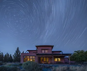 USA, Oregon, Central, Bend, Rancho las Hierbas, private home with star trails USA, Oregon, Central, Bend, Rancho las Hierbas, private home with star trails