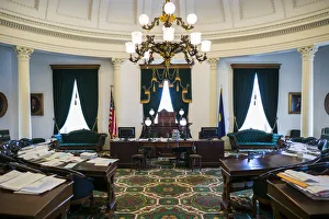 USA, Vermont, Montpelier, Vermont State House, Vermont State Senate chamber USA, Vermont, Montpelier, Vermont State House, Vermont State Senate chamber