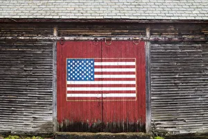 USA, Vermont, Stamford, US flag painted on barn USA, Vermont, Stamford, US flag painted on barn