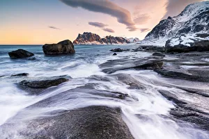 Uttakleiv Beach, Vestvagoy, Lofoten island, Norway Uttakleiv Beach, Vestvagoy, Lofoten island, Norway