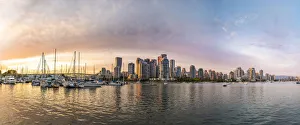 Vancouver skyline panorama at sunset, British Columbia, Canada Vancouver skyline panorama at sunset, British Columbia, Canada
