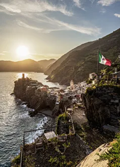 Vernazza Elevated View Print, Cinque Terre Landscape