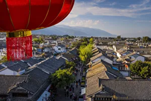 View of Chinese traditional tiled roofs in Dali, Yunnan Province, China, Asia, Asian View of Chinese traditional tiled roofs in Dali, Yunnan Province, China, Asia, Asian