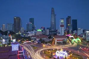 View of city skyline at dusk, Ho Chi Minh City, Vietnam View of city skyline at dusk, Ho Chi Minh City, Vietnam