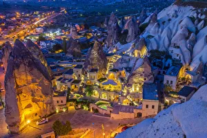 Top view over Goreme at dusk, Cappadocia, Turkey Top view over Goreme at dusk, Cappadocia, Turkey