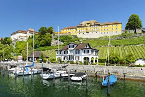 View from the harbour to the State Winery, Meersburg, Upper Swabia, Baden-WAA¼rttemberg View from the harbour to the State Winery, Meersburg, Upper Swabia, Baden-WAA¼rttemberg