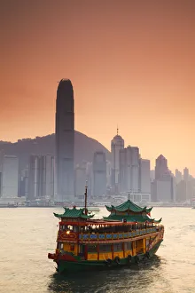 View of Hong Kong Island skyline across Victoria Harbour, Hong Kong, China View of Hong Kong Island skyline across Victoria Harbour, Hong Kong, China