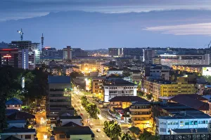 View over Kota Kinabalu at dusk, Sabah, Borneo, Malaysia View over Kota Kinabalu at dusk, Sabah, Borneo, Malaysia