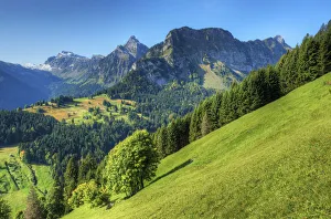 View at Obersee mountain range at Glarner alps at fall, Glarus, Switzerland View at Obersee mountain range at Glarner alps at fall, Glarus, Switzerland