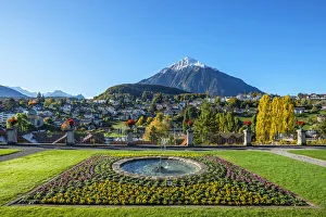 View from the Spiez palace gardens on Spiez and Niesen mountain, Berner Oberland View from the Spiez palace gardens on Spiez and Niesen mountain, Berner Oberland