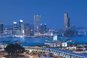 View of Star Ferry pier and Tsim Sha Tsui skyline, Hong Kong, China View of Star Ferry pier and Tsim Sha Tsui skyline, Hong Kong, China
