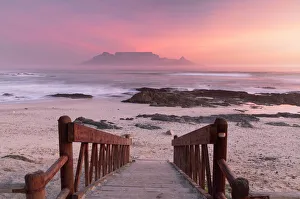 View of Table Mountain from Bloubergstrand at sunset, Cape Town, Western Cape, South View of Table Mountain from Bloubergstrand at sunset, Cape Town, Western Cape, South