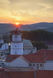 Prints of View of town gate at sunset, Trencin, Trencin Region, Slovakia Slovakia Prints: View of Trencin Town Gate Print at Sunset, Slovakia
