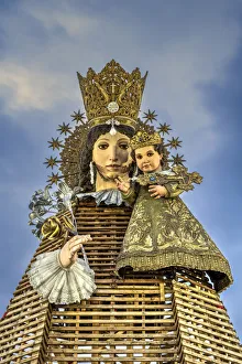 Virgen de los desamparados (Our Lady of the Forsaken) in preparation for the offering of the flowers ceremony during Virgen de los desamparados (Our Lady of the Forsaken) in preparation for the offering of the flowers ceremony during