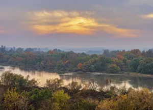 Vistula River Poland Prints: Vistula River at sunset, elevated view, Kaliszany Kolonia, Lublin Voivodeship, Poland