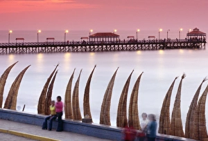 Waterfront scene at Huanchaco in northern Peru Waterfront scene at Huanchaco in northern Peru