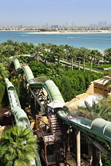 Waterslides in the Aquaventure Park in the Atlantis Hotel, The Palm Jumeirah, Dubai Waterslides in the Aquaventure Park in the Atlantis Hotel, The Palm Jumeirah, Dubai