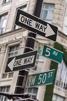One Way and Fifth Avenue signs, Manhattan, New York, USA One Way and Fifth Avenue signs, Manhattan, New York, USA