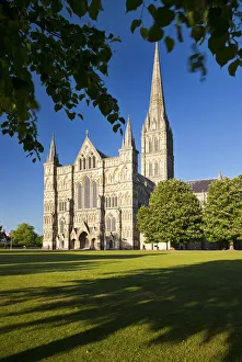 The West Front of Salisbury Cathedral from Cathedral Close, Salisbury, Wiltshire, England The West Front of Salisbury Cathedral from Cathedral Close, Salisbury, Wiltshire, England