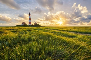 Westerhever Lighthouse Germany Prints: Westerhever lighthouse, Eiderstedt, North Frisia, Schleswig-Holstein, Germany