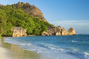 Wild beach, North Coast of La Digue Island, Seychelles Wild beach, North Coast of La Digue Island, Seychelles