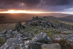 UK Scenic Views Prints: Winter sunrise viewed from Sharpitor, Dartmoor, Devon, England. Winter