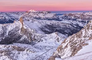 Winter view from Lagazuoi refuge at sunrise,Cortina d'Ampezzo,Belluno district Winter view from Lagazuoi refuge at sunrise,Cortina d'Ampezzo,Belluno district