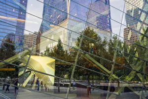 One world trade centre reflected in the September 11 Memorial museum, New York, USA One world trade centre reflected in the September 11 Memorial museum, New York, USA