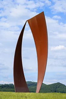 Wortsegel, steel sculpture for poetry by artist Heinrich Popp near Tholey, Saarland Wortsegel, steel sculpture for poetry by artist Heinrich Popp near Tholey, Saarland