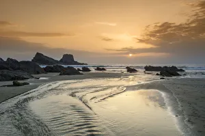 Zambujeira do Mar beach at sunset. Alentejo, Portugal Zambujeira do Mar beach at sunset. Alentejo, Portugal
