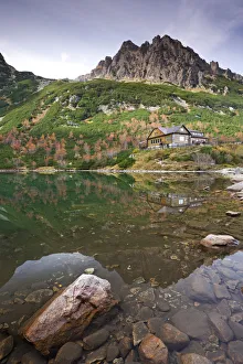 Zelene Pleso Lake and Mountain Cottage in the High Tatras Mountains, Slovakia, Europe Zelene Pleso Lake and Mountain Cottage in the High Tatras Mountains, Slovakia, Europe