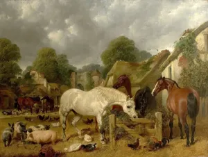 Prints of Herring, John Frederick I Oil on Canvas 86.4 x 111.8 John Herring Prints: Horses in a Paddock Print, Oil on Canvas