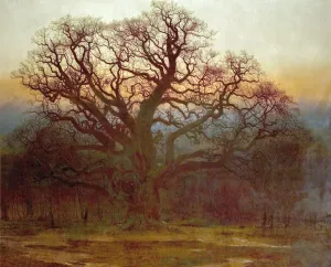 Prints of Artist: MacCallum, Andrew - Title: Major Oak, Sherwood Forest, Nottinghamshire - Date: 1882 - Original Medium and Size: Oil on Canvas 266.7 x 373.4 Nottinghamshire Prints: Major Oak Print - Oil on Canvas Landscape