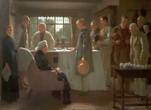Prints of Artist: Hayllar, James - Title: The Old Master - Date: 1883 - Original Medium and Size: Oil on Canvas 111.8 x 160 James Hayllar Prints: Print of The Old Master Artist in Oil on Canvas