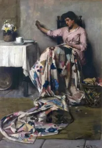 Print of The Patchwork Quilt, an oil painting on canvas