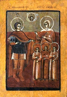 Christian Art Pieces Prints: Head of Christ with Figures of Saints