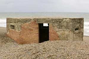 A 2nd World War bunker on the beach at Cley Norfolk UK A 2nd World War bunker on the beach at Cley Norfolk UK