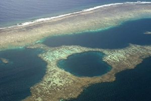 Atoll formation with barrier reef, Chuuk, Federated States of Micronesia, Pacific Atoll formation with barrier reef, Chuuk, Federated States of Micronesia, Pacific