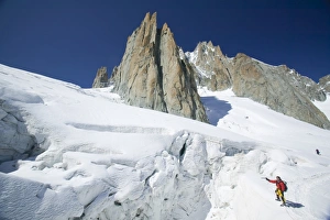 Crossing the Vallee Blanche on the Mer Du Glace above Chamonix France Crossing the Vallee Blanche on the Mer Du Glace above Chamonix France