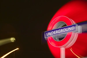 A London Underground Sign at Kingscross London UK A London Underground Sign at Kingscross London UK