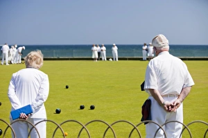 Old people playing bowls at Penzance in West Cornwall, UK Old people playing bowls at Penzance in West Cornwall, UK