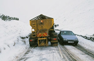 A snow plough on Kirkstone Pass in the Lake District UK A snow plough on Kirkstone Pass in the Lake District UK
