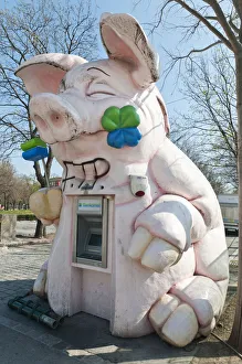 ATM housed in a pig effigy in the Wurstelprater amusement park, Vienna ATM housed in a pig effigy in the Wurstelprater amusement park, Vienna