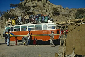 Agordat Collection: Eritrea, Refugees, Sudanese refugee bus on the road between Keren and Agordat